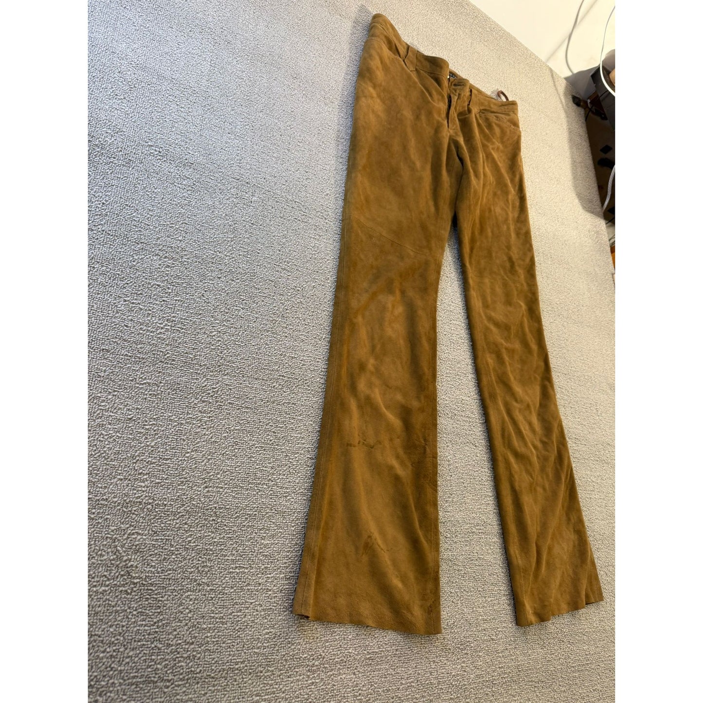 Ralph Lauren Women’s Suede Leather Pants 10 Brown Bootcut Flare Y2K Vintage.