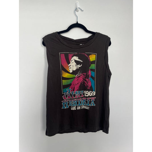 Chaser Jimi Hendrix Graphic Tank Top Womens Large Brown Retro 1969 Sleeveless