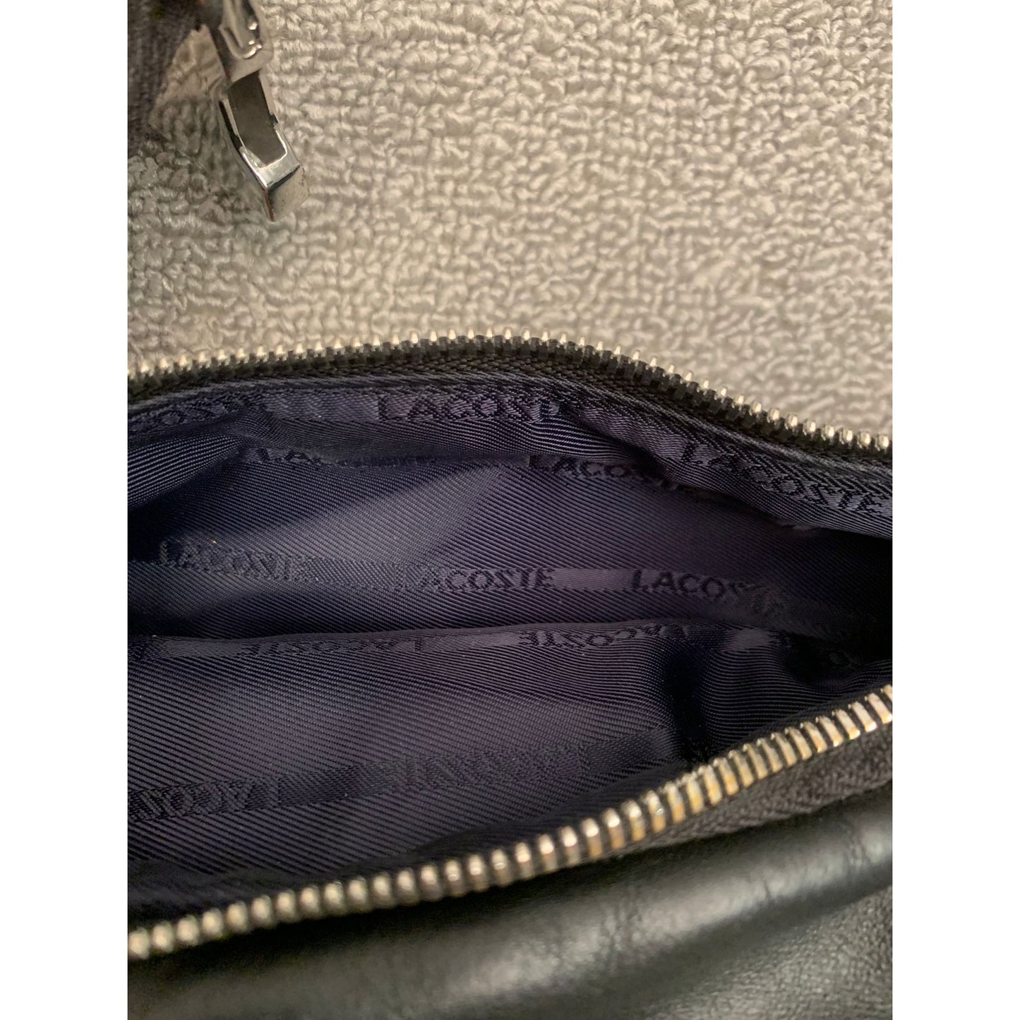 Lacoste One Size Black Leather Belt Bag Fanny Pack