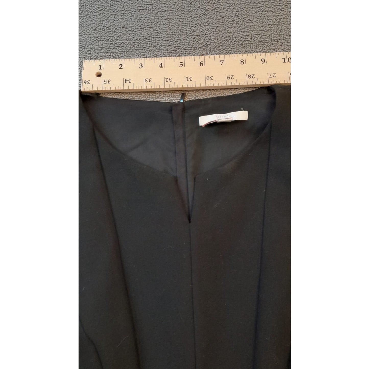 BOSS Hugo Boss Womens 10 Black Short Sleeve V Neck Fitted Blouse