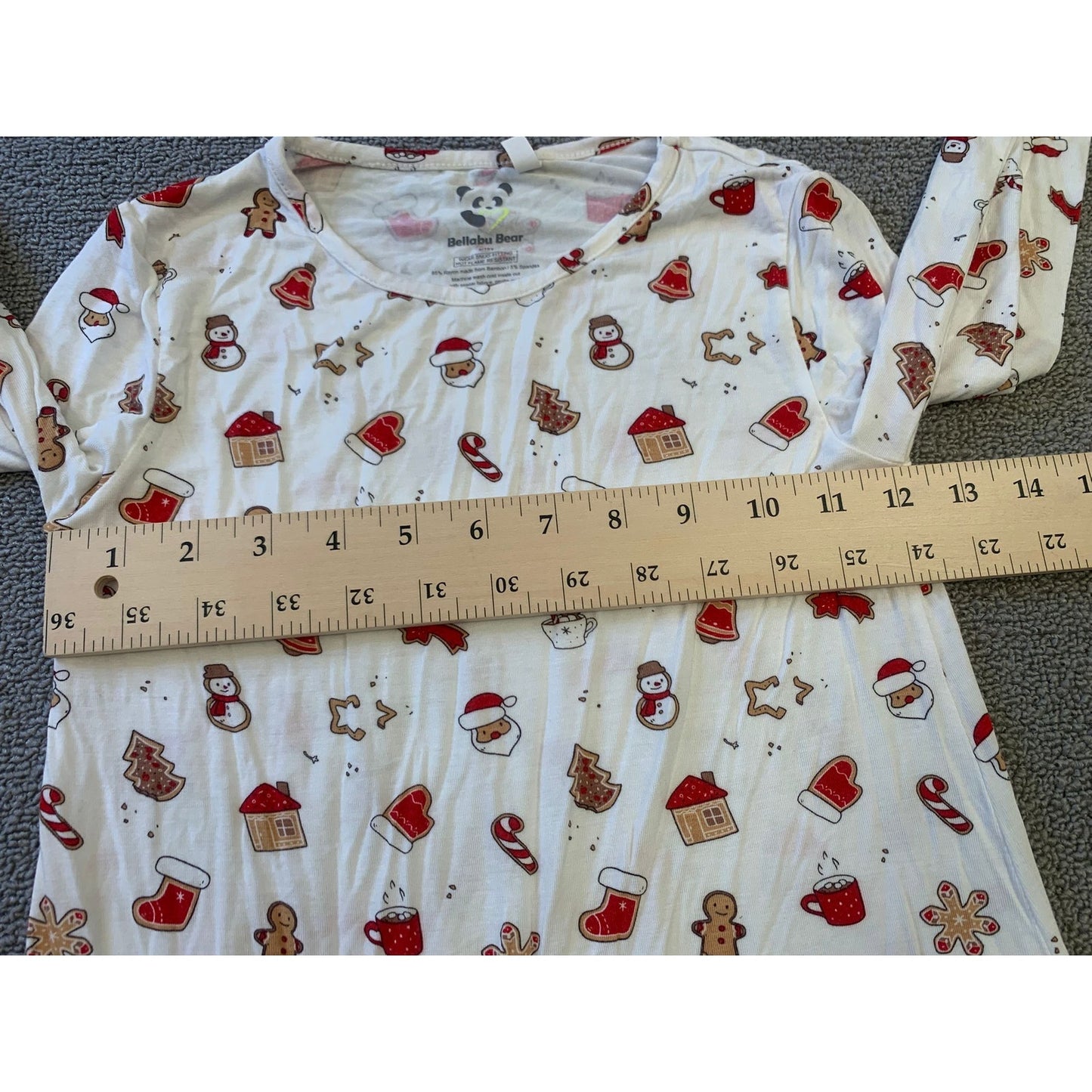 Bellabu Bear Girls 9/10Y White Christmas Gingerbread Nightgown Pajama Dress