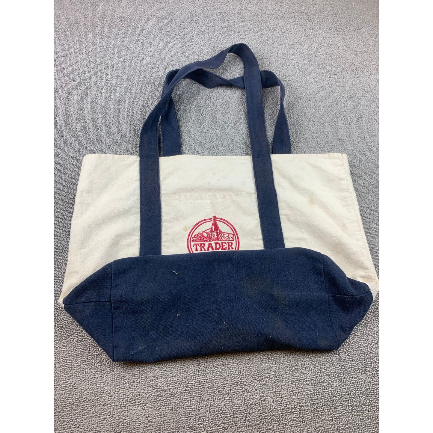 Trader Joe's Women One Size Blue And White Canvas Tote Bag Grocery Bag