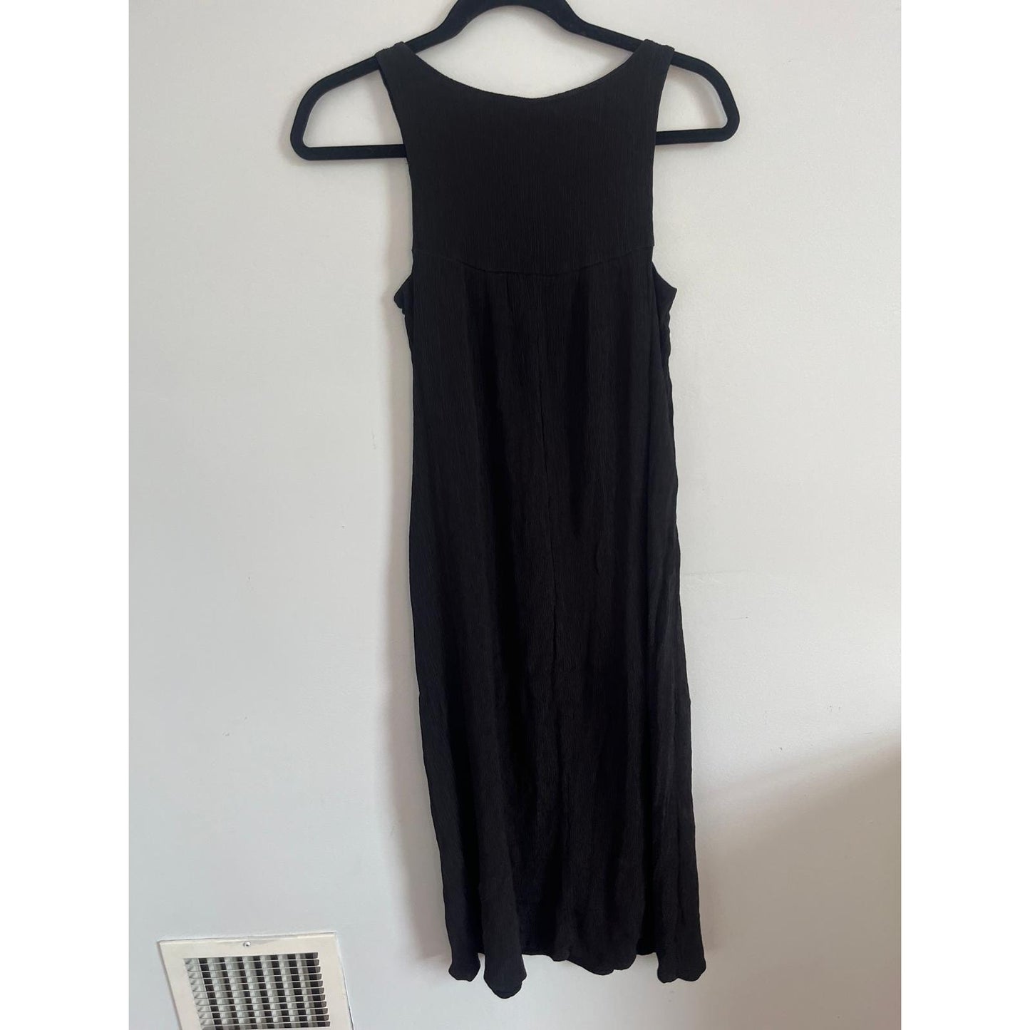 Everlane Midi Dress Women XS Black Crinkle Sleeveless Minimalist
