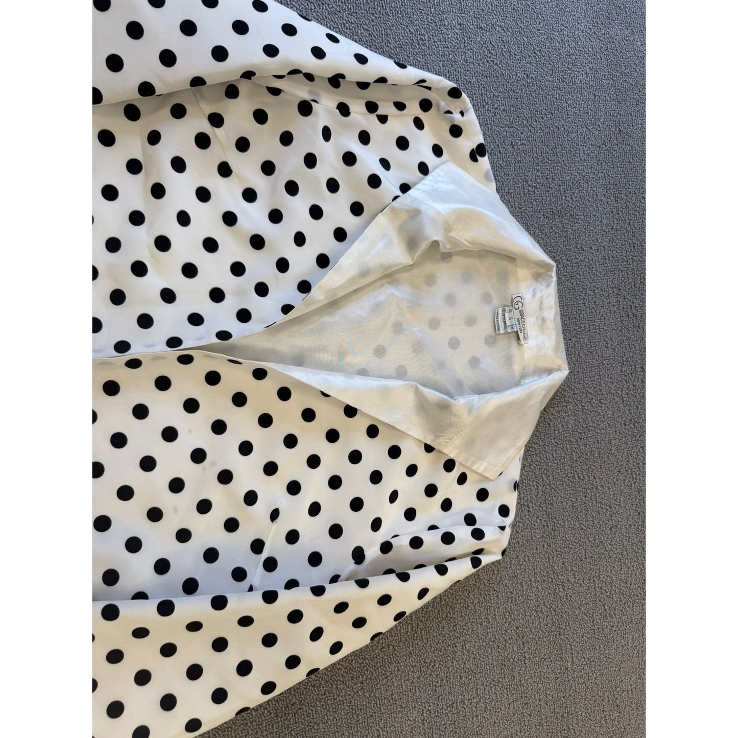 GRACE CHUANG Women's Small Polka Dot Duster Jacket Coat S White Black