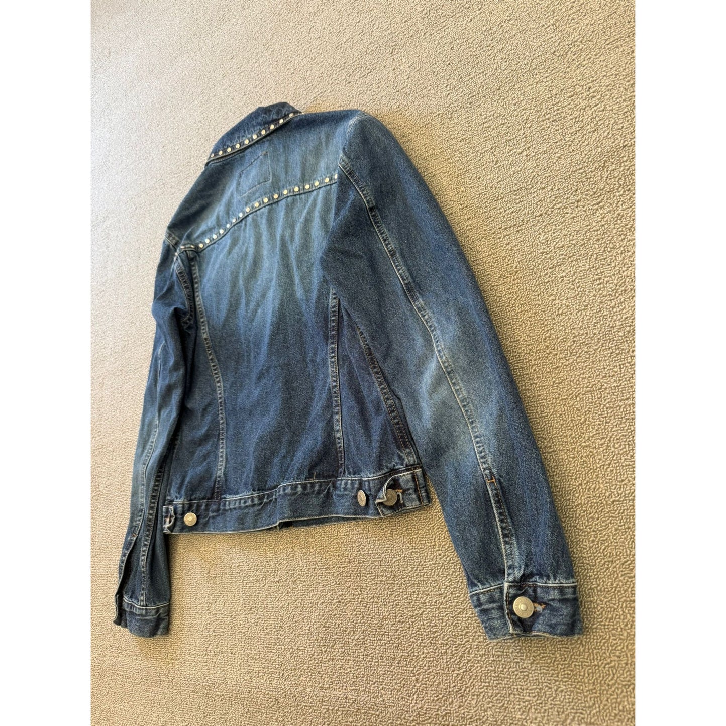 Sisley Blue Studded Denim Jean Jacket Women XS