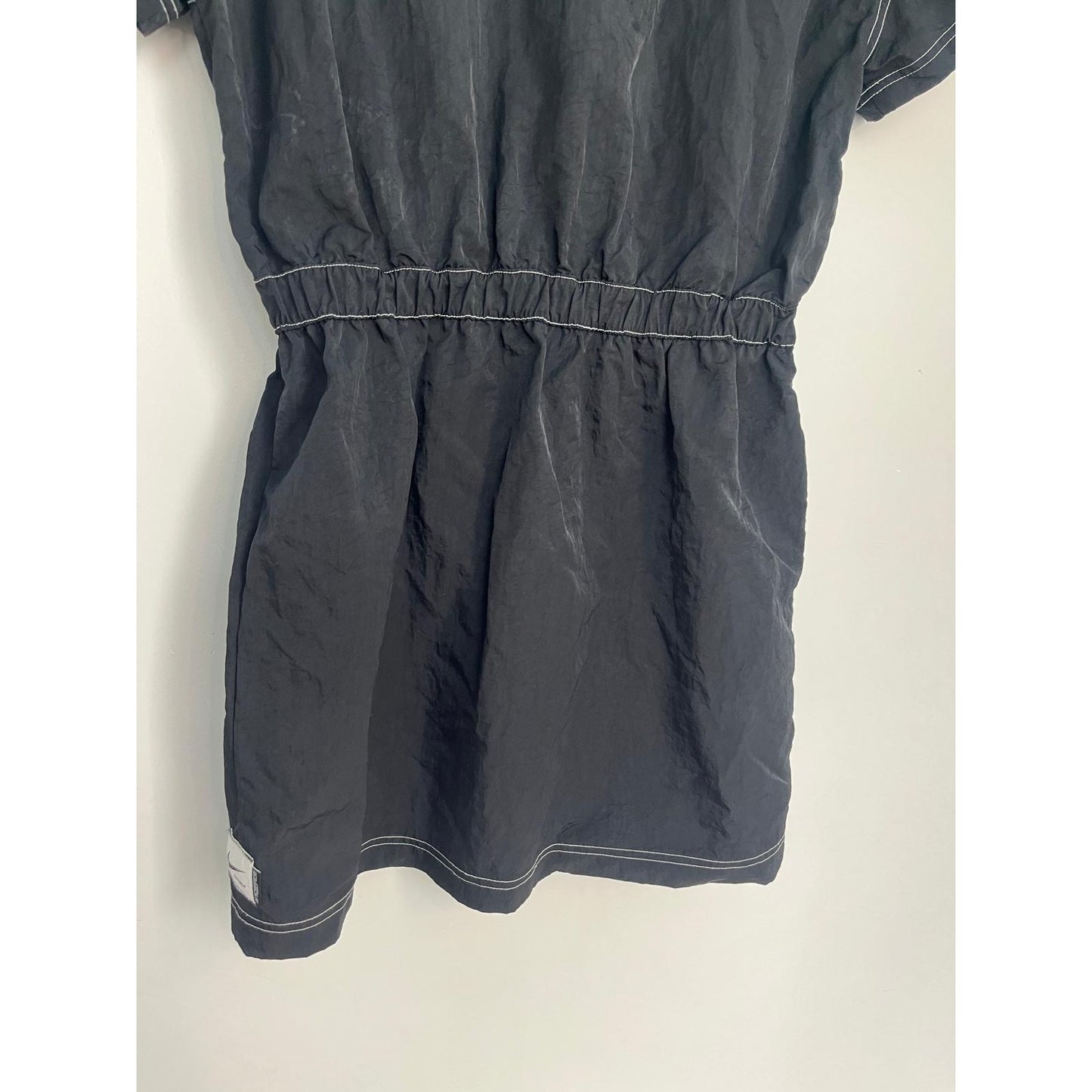 Nike Quarter Zip Mini Dress Women L Black Athletic Dress With Contrast Stitching