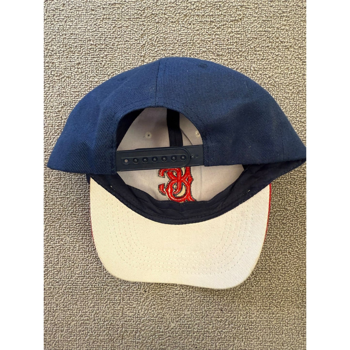 Men's Blue White Red Embroidered Logo 100% Polyester Baseball Cap