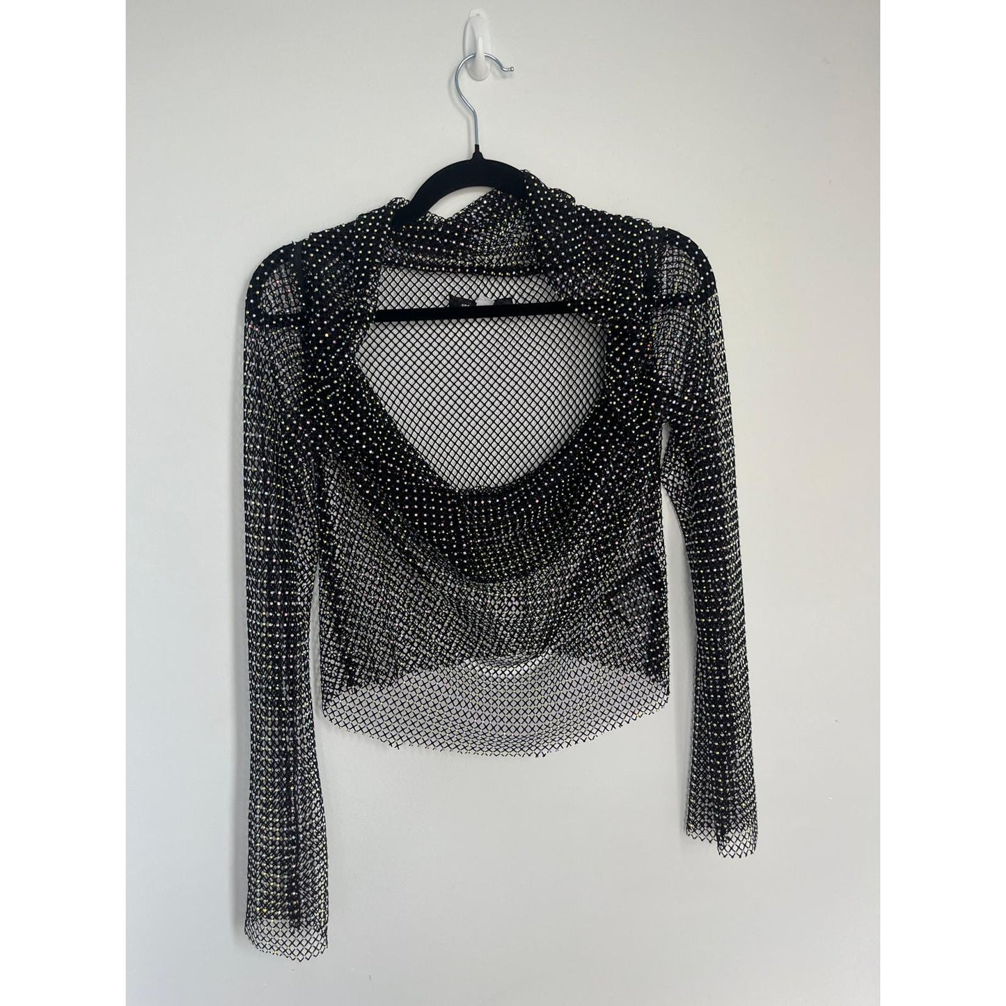 Urban Outfitters Mesh Rhinestone Sheer Top Women XL Festival Clubwear