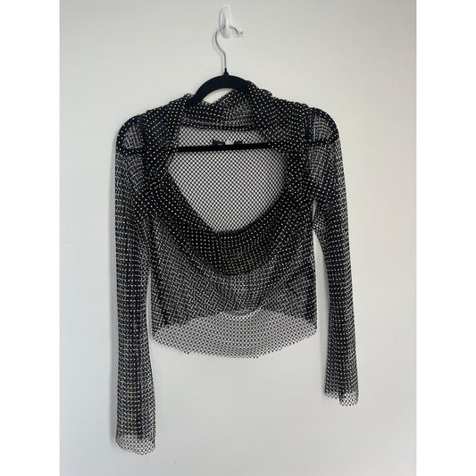 Urban Outfitters Mesh Rhinestone Sheer Top Women XL Festival Clubwear