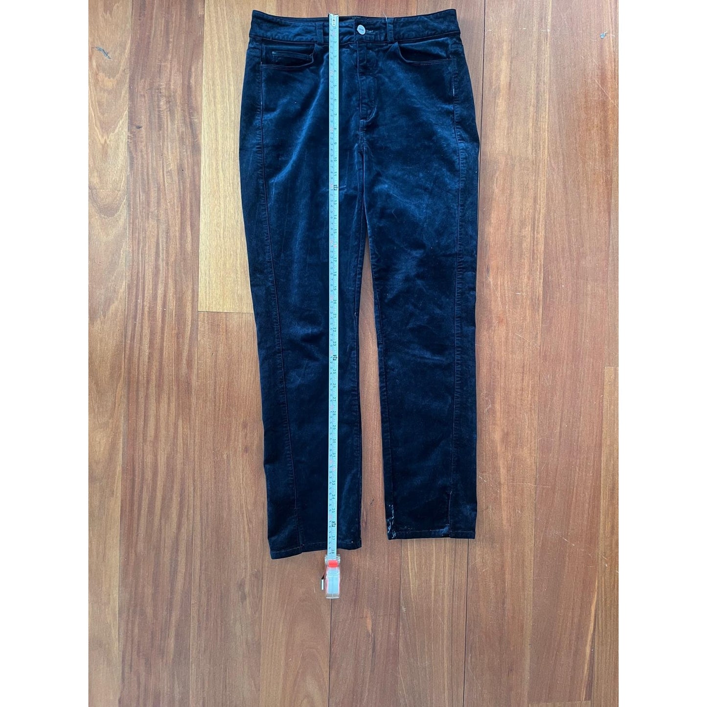 Paige Pants Women 27 Navy Velvet Straight Leg Mid Rise Classic Fit