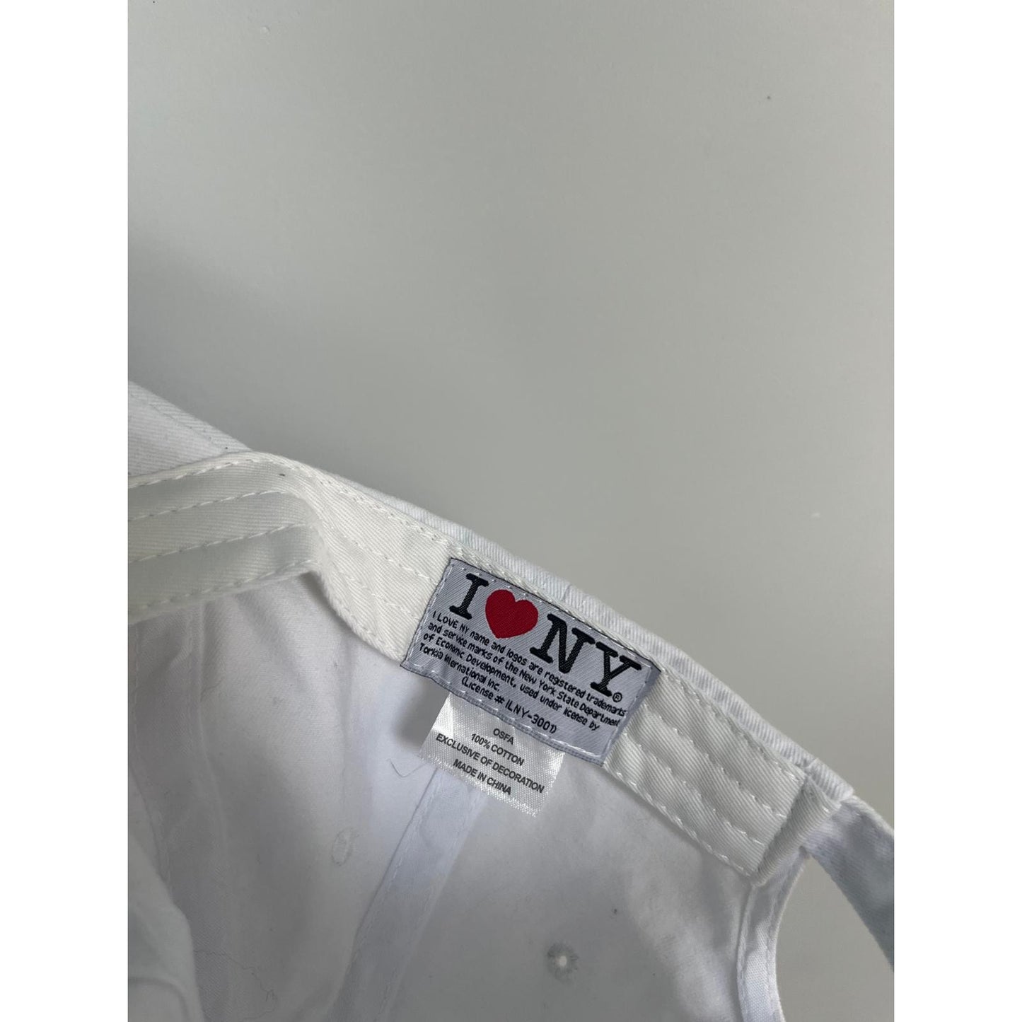 I Love NY White Embroidered Baseball Hat Unisex Adjustable Cap Souvenir