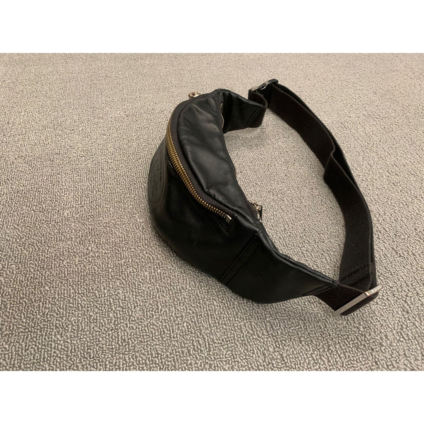 Lacoste One Size Black Leather Belt Bag Fanny Pack
