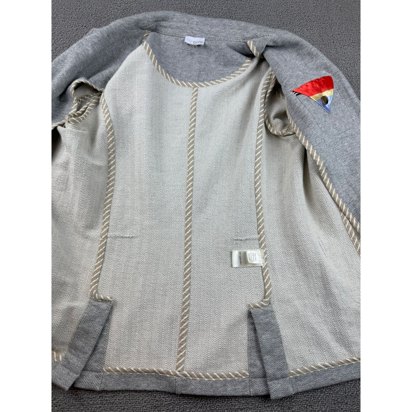 Ecru Women Small Gray Knit Blazer Light Weight Minimalist