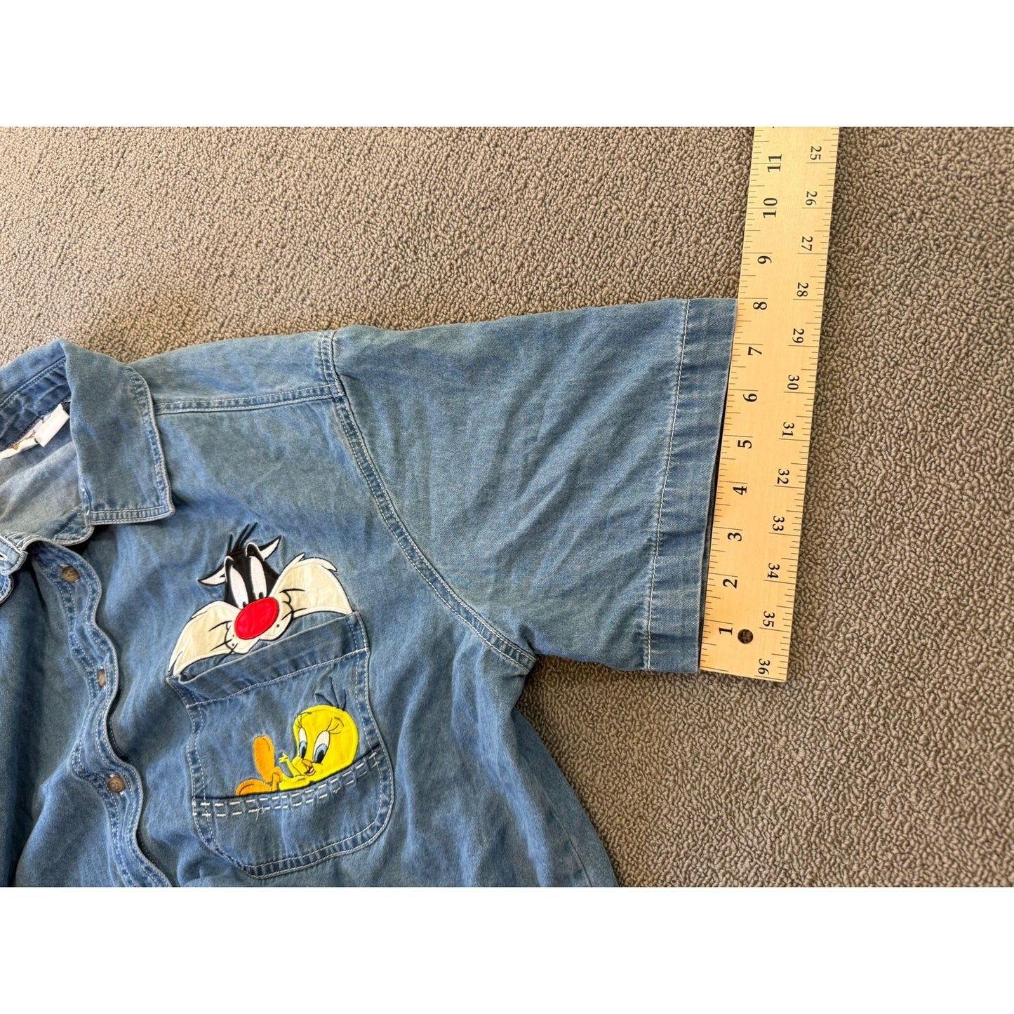 Vintage Looney Tunes Women's 18W/20W Cotton Denim Shirt Syl & Tweety