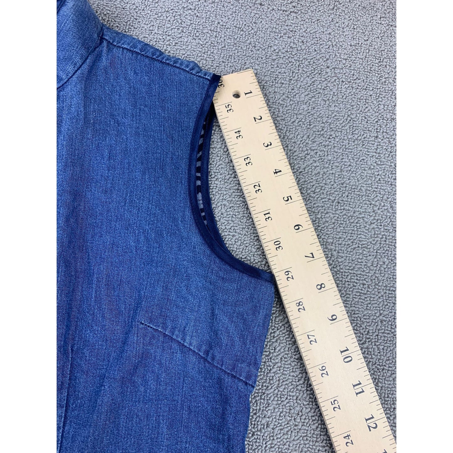 Shanghai Tang Women 10 Denim Waistcoat  Vest Gilet Ethnic Chinese