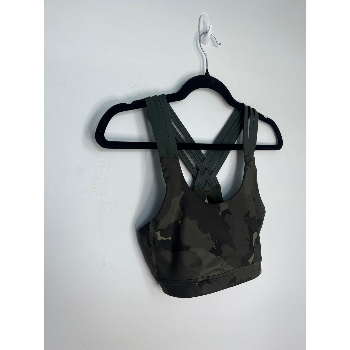Alo Yoga Crossback Camo Sports Bra Women One Size Strappy Activewear Gym Top
