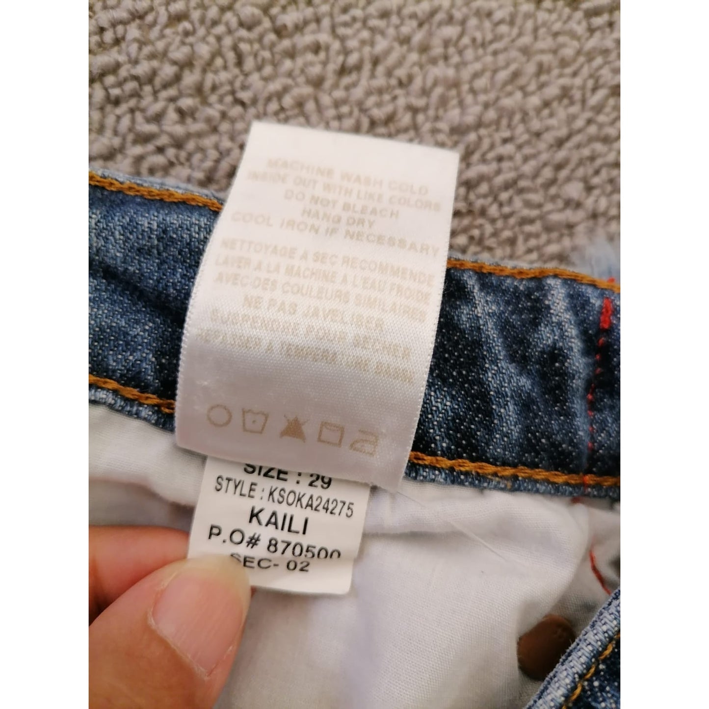 Joe’s Women’s 29 Denim Cutoff Shorts – Blue Hem with Red White Side Stripes