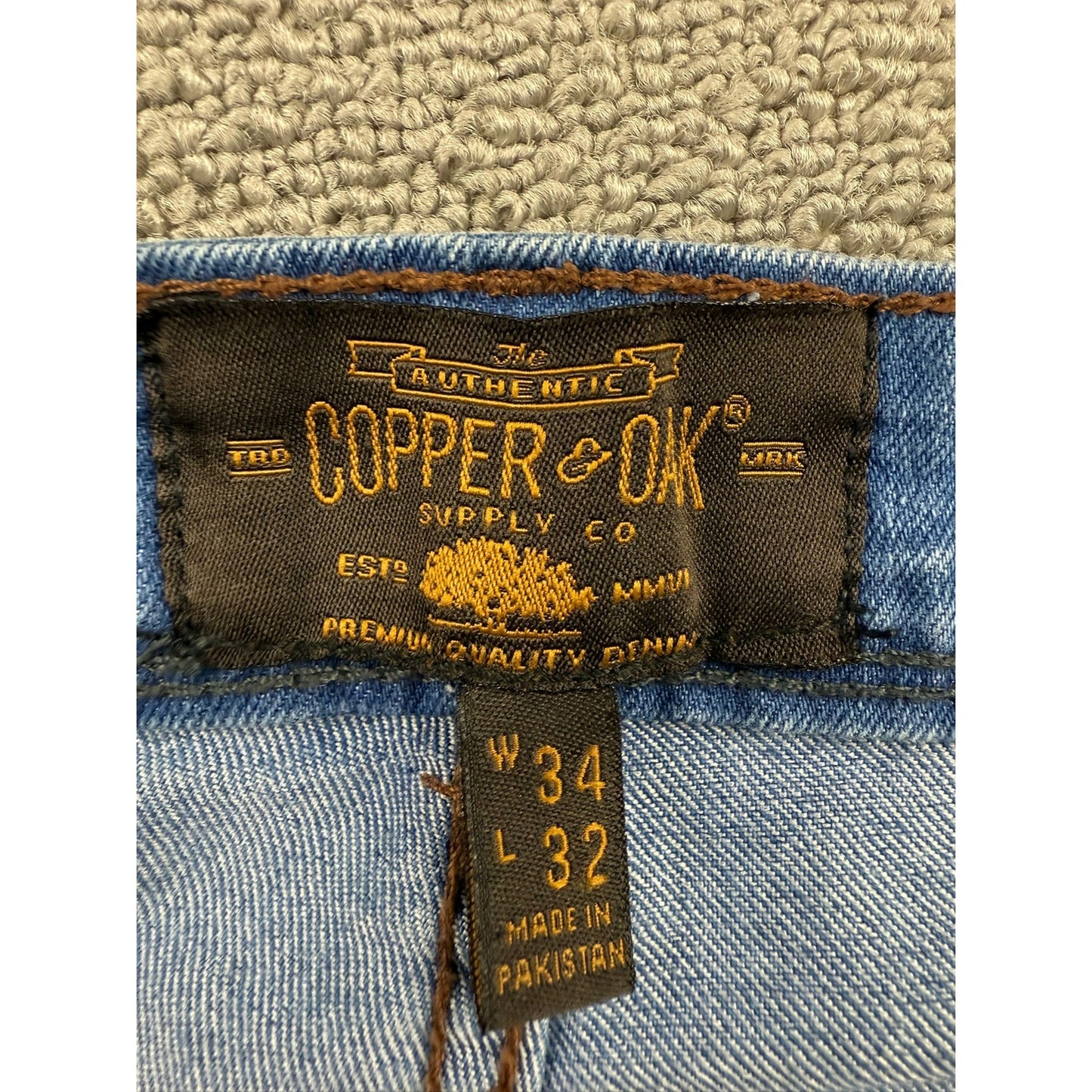 Copper And Oak Men's Size 34x32 Blue Straight-leg Jeans