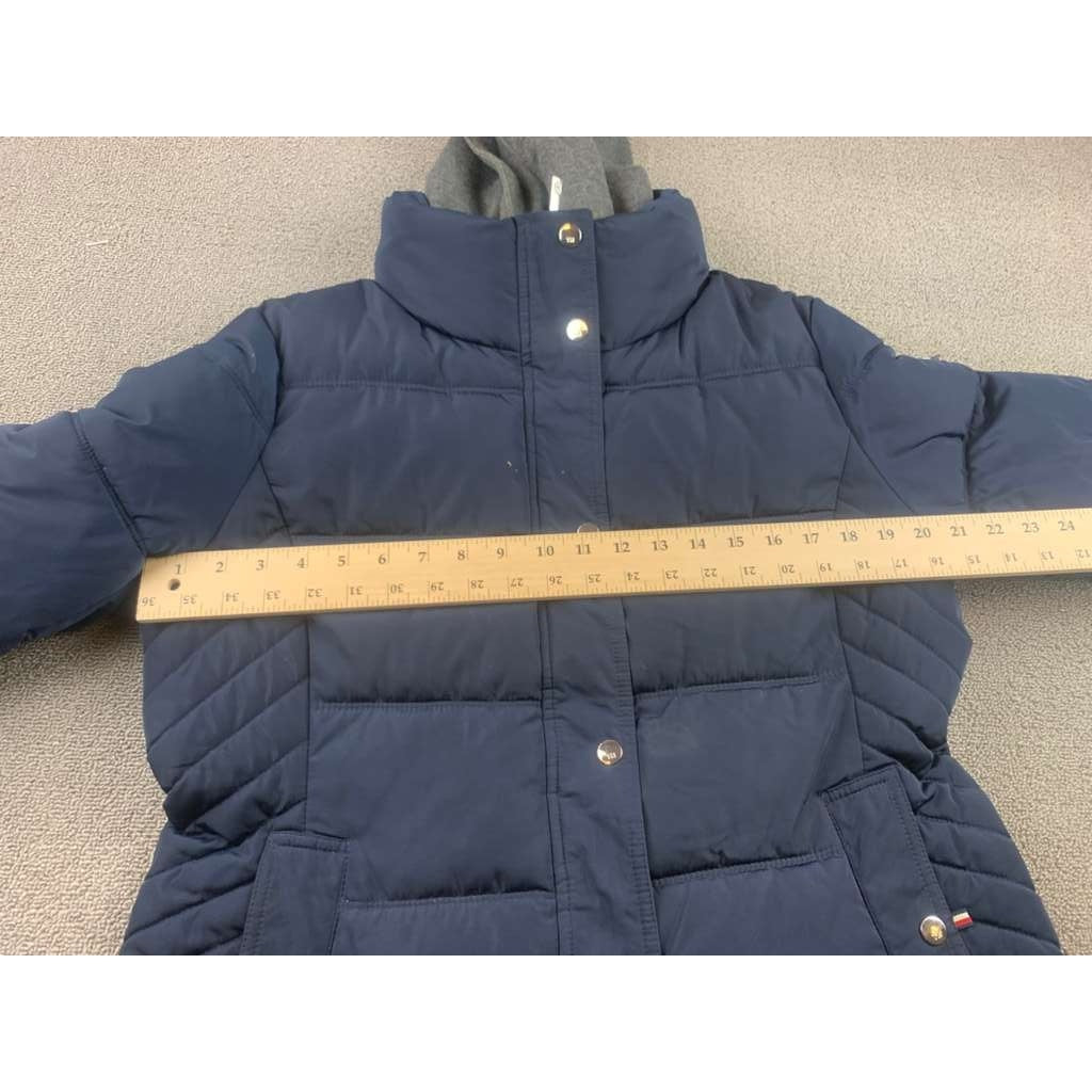 Tommy Hilfiger Women Size Large Puffer Jacket Hooded Lightweight Blue