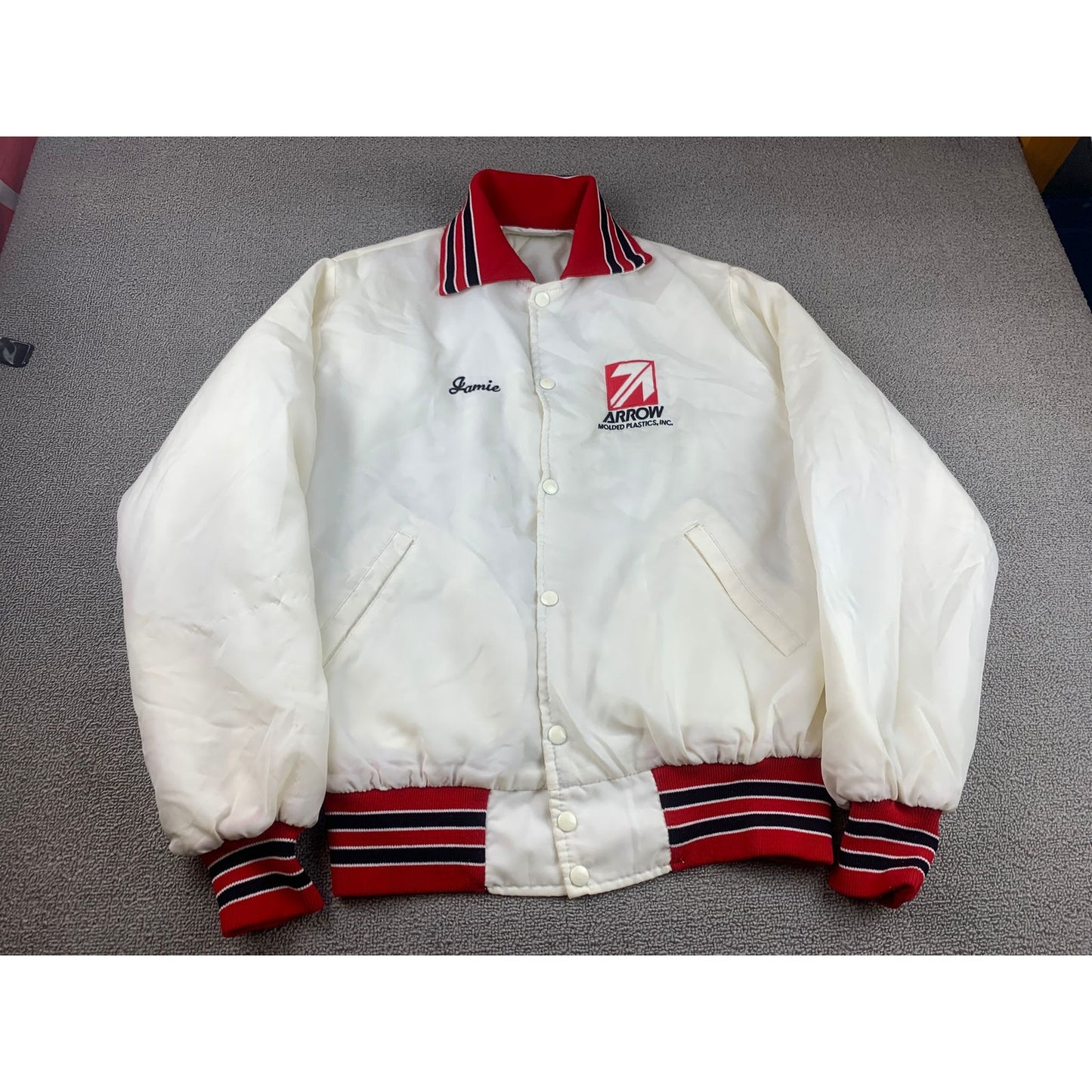 Athletic Otterwear Women's Medium White Red Vintage Bomber Jacket