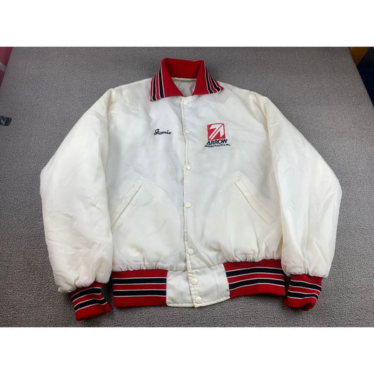 Athletic Otterwear Women's Medium White Red Vintage Bomber Jacket