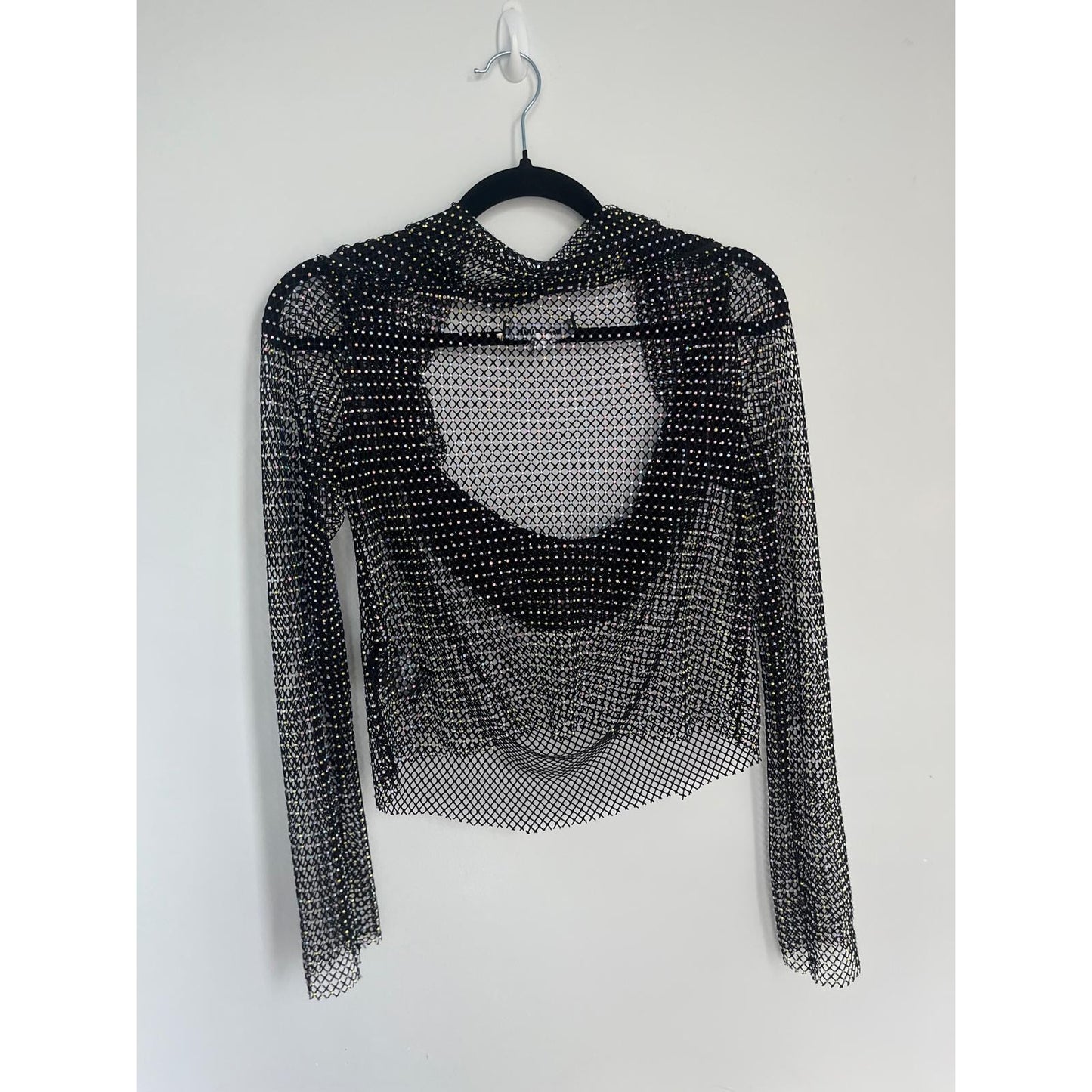 Urban Outfitters Mesh Rhinestone Sheer Top Women XL Festival Clubwear