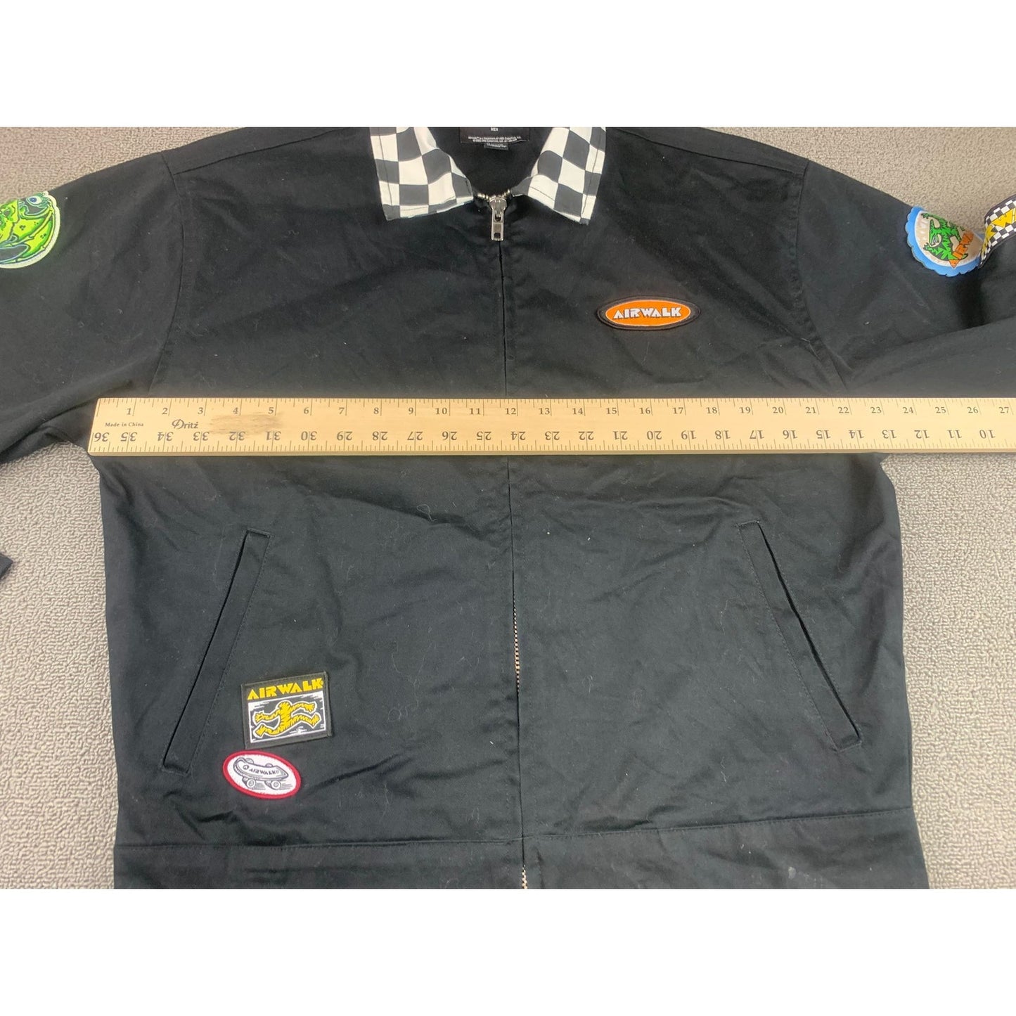 Airwalk x Forever 21 Men's S Skater Jacket Checkered Color with Graphic Patches