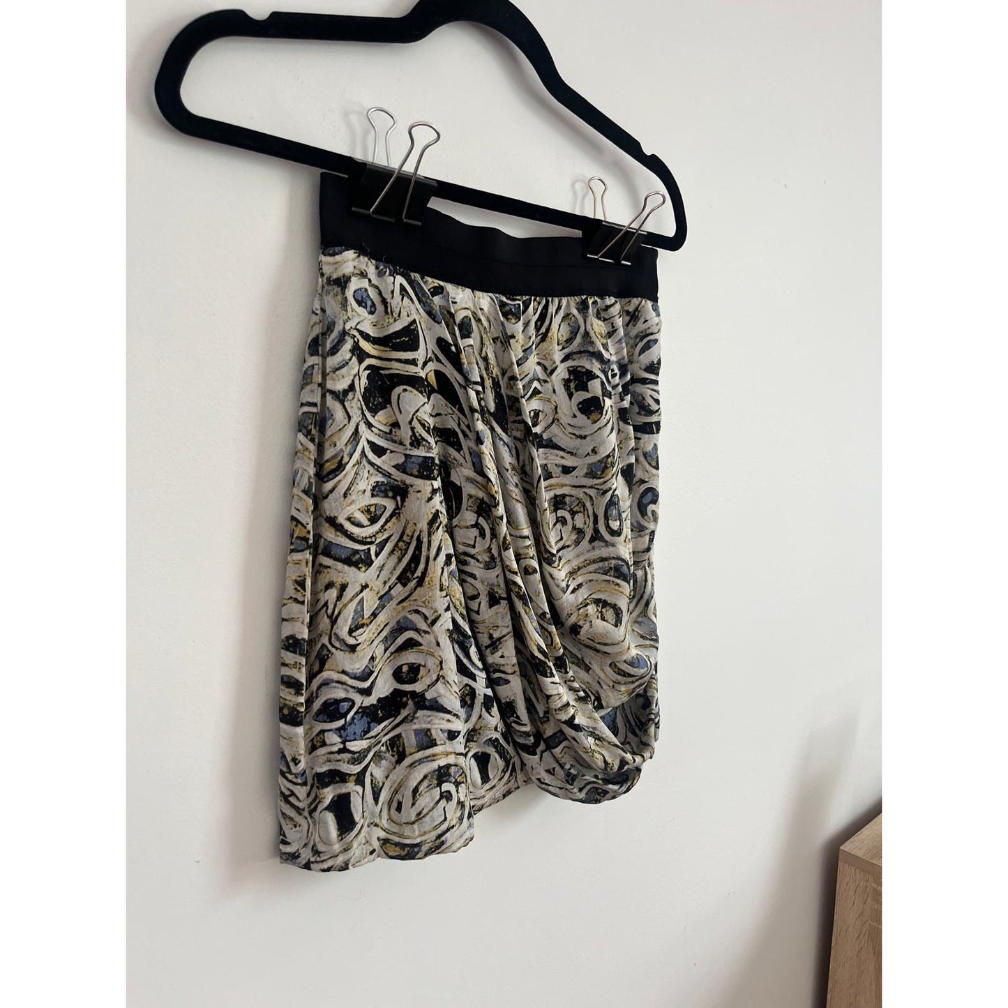 Catherine Malandrino Mini Skirt Womens 2 Draped Abstract Print High Waist