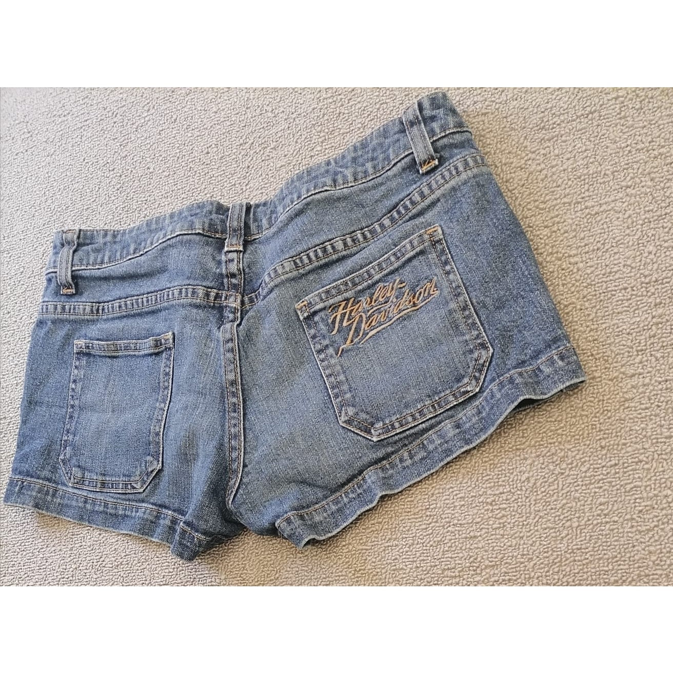 Harley-Davidson Women's Blue Denim Jean Shorts Biker Moto Style
