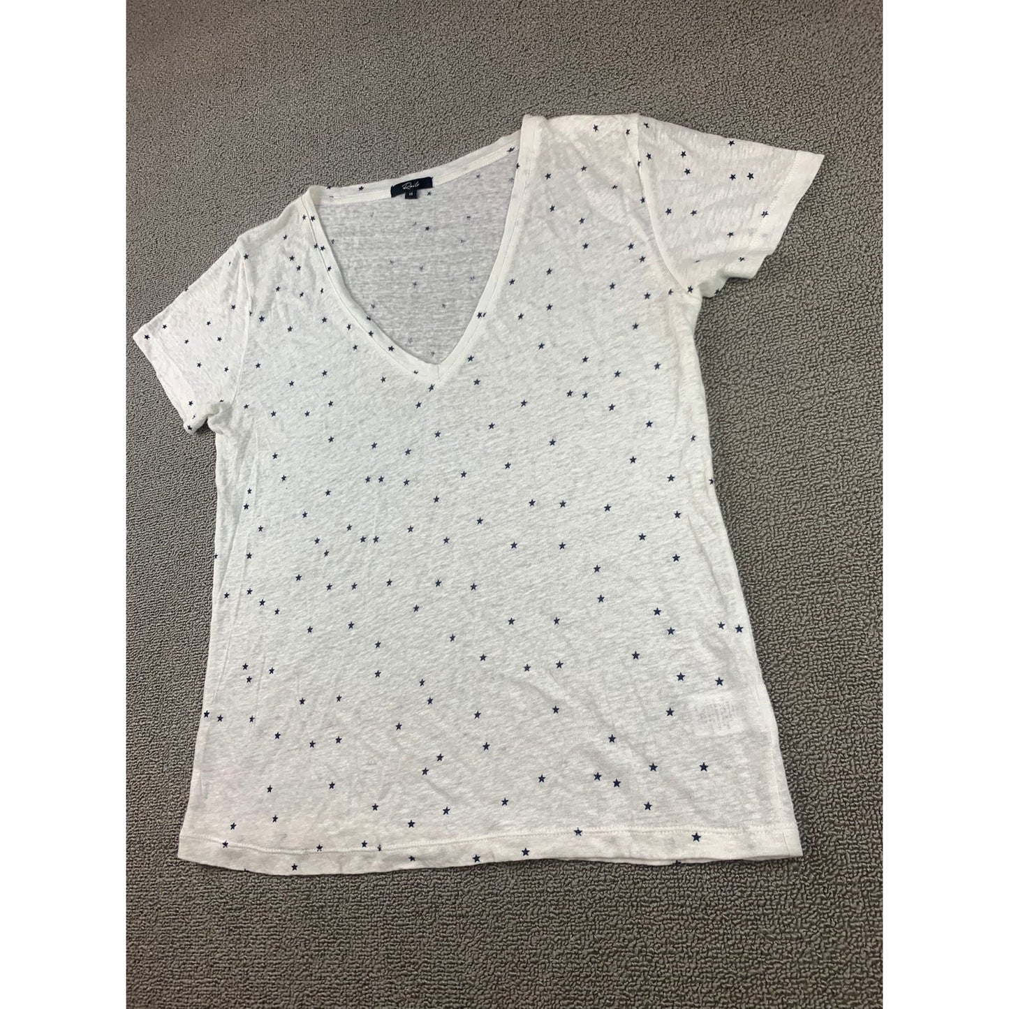 Rails Women Extra Small White Black Star Print V-neck T-shirt