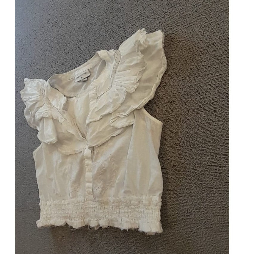 LoveShackFancy Target Women's M White Eyelet Ruffle Button Top Blouse