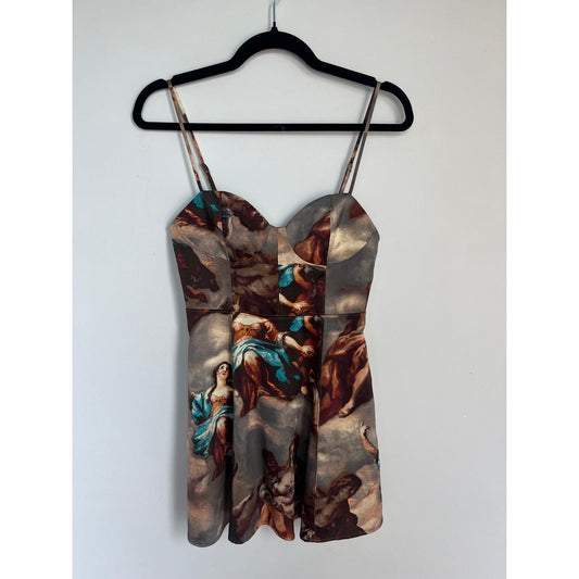 Urban Outfitters Mini Dress Women S Renaissance Print Strappy Skater Style