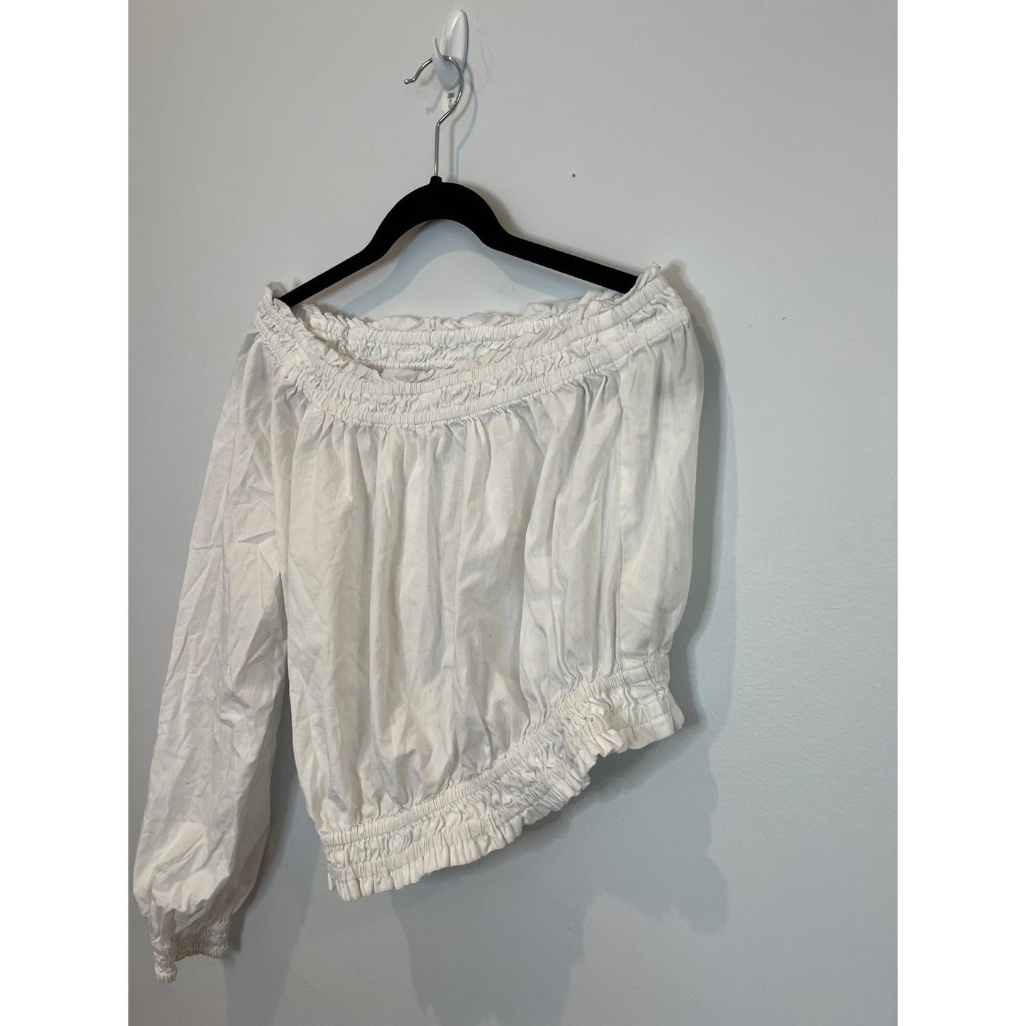 Free People Off Shoulder Blouse Women SP White Long Sleeve Boho Crop Top