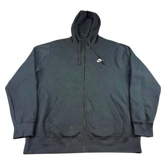 Nike Zip Hoodie XL Tall Black Full Zip Drawstring Hood Swoosh Kangaroo Pocket