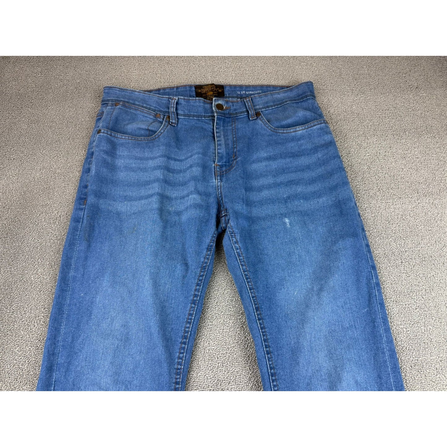 Copper And Oak Men's Size 34x32 Blue Straight-leg Jeans