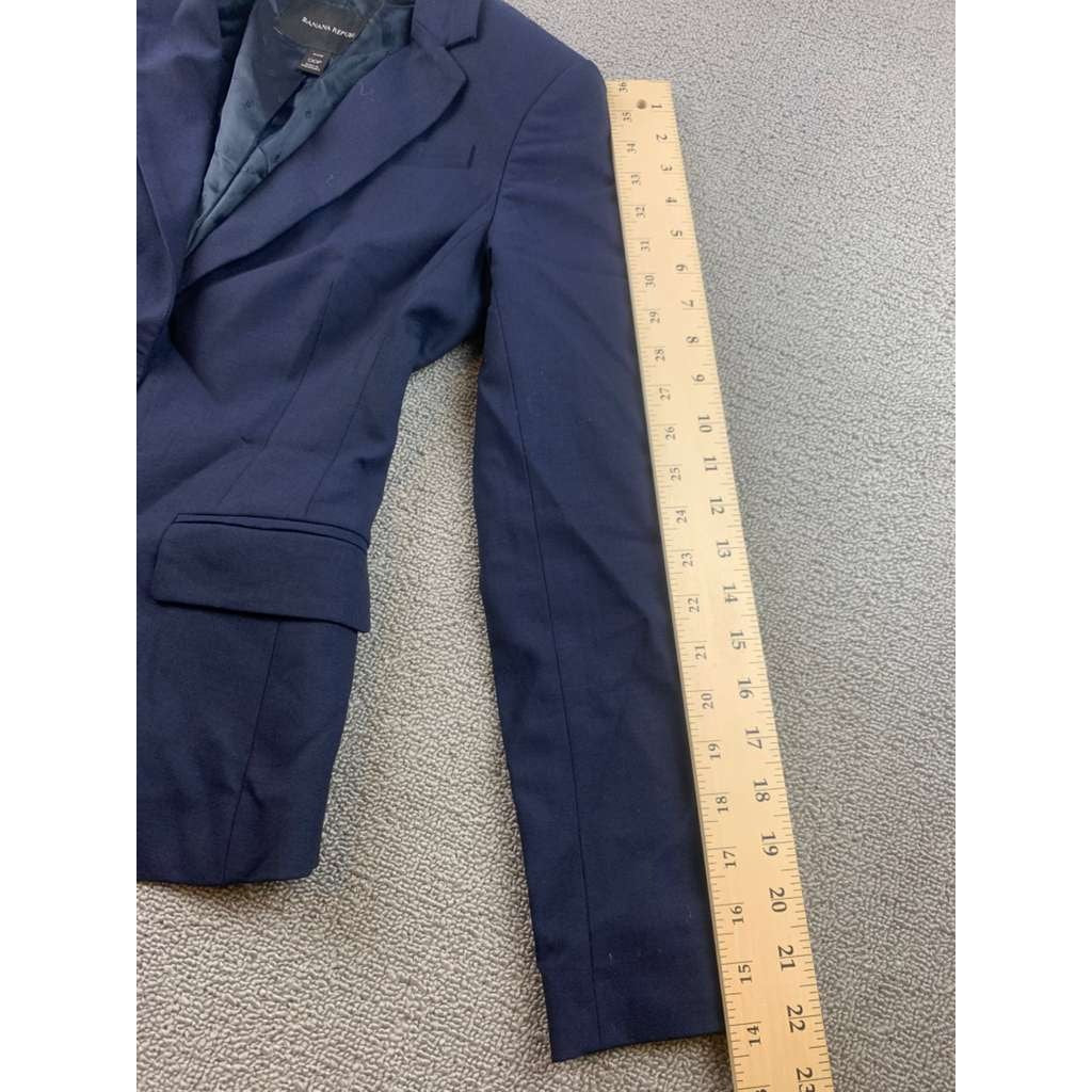 Banana Republic Women's Size 00 Petite Blue Wool Blend Two-Button Blazer