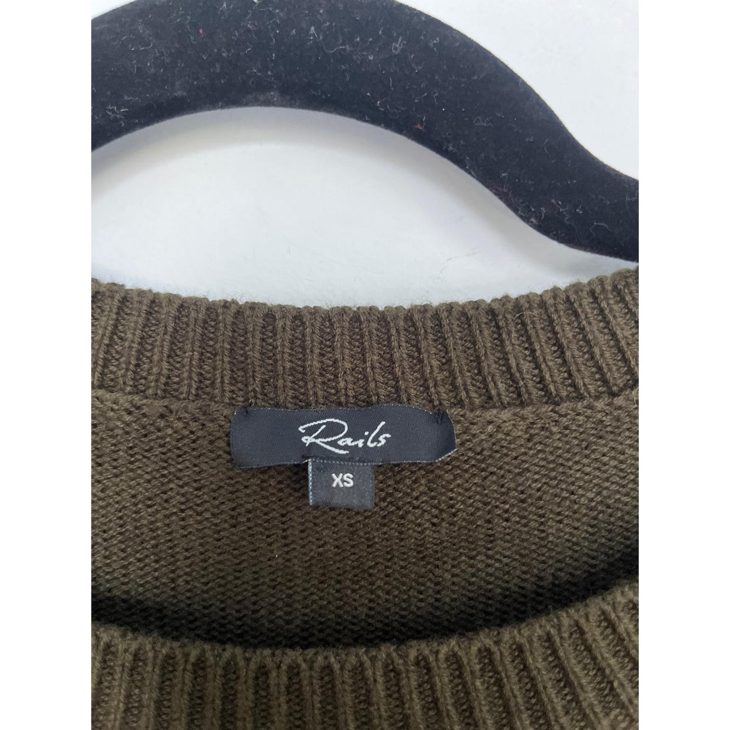 Rails Star Print Knit Sweater Women XS Olive Green Pullover Crew Neck