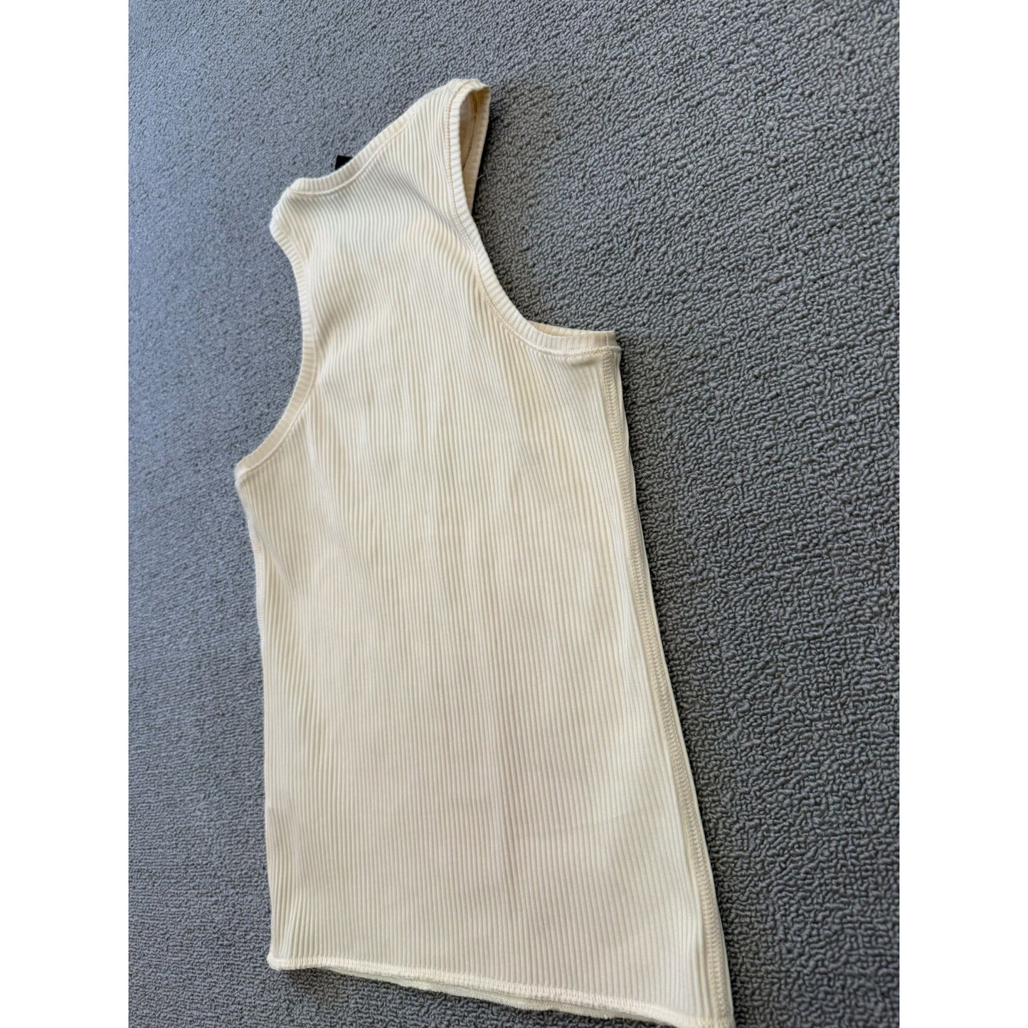 Theory Women's Small Petite Cream White Ribbed Tank Top Samek Belsay Sleeveless
