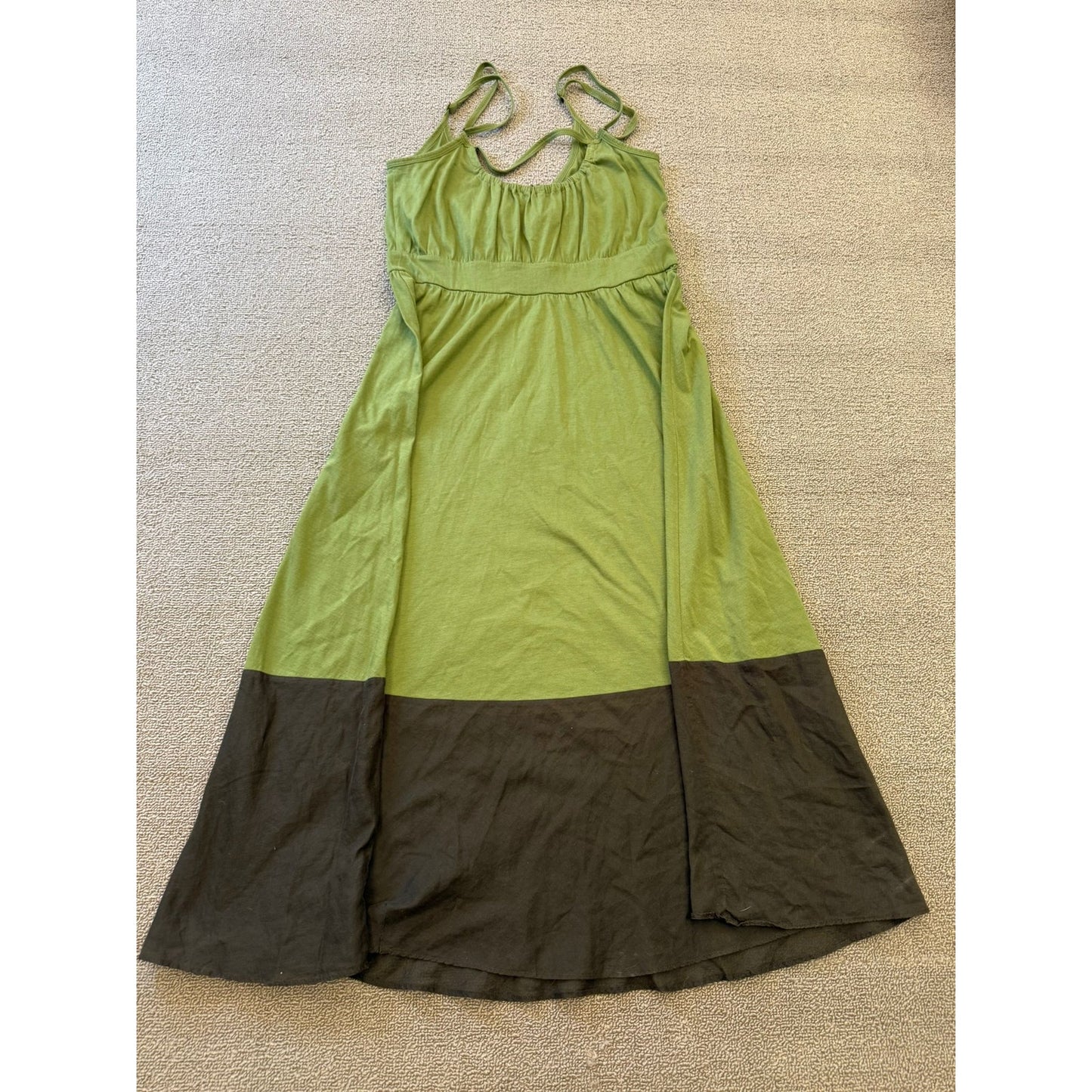 Theory Women Size S Green Brown Strappy Dress Colorblock Summer Apparel