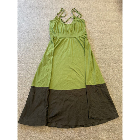 Theory Women Size S Green Brown Strappy Dress Colorblock Summer Apparel