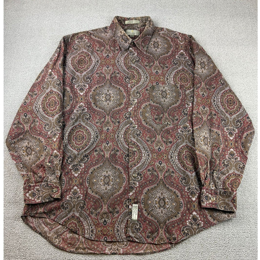 Bill Blass Men Large Multicolor Paisley Button Down Shirt