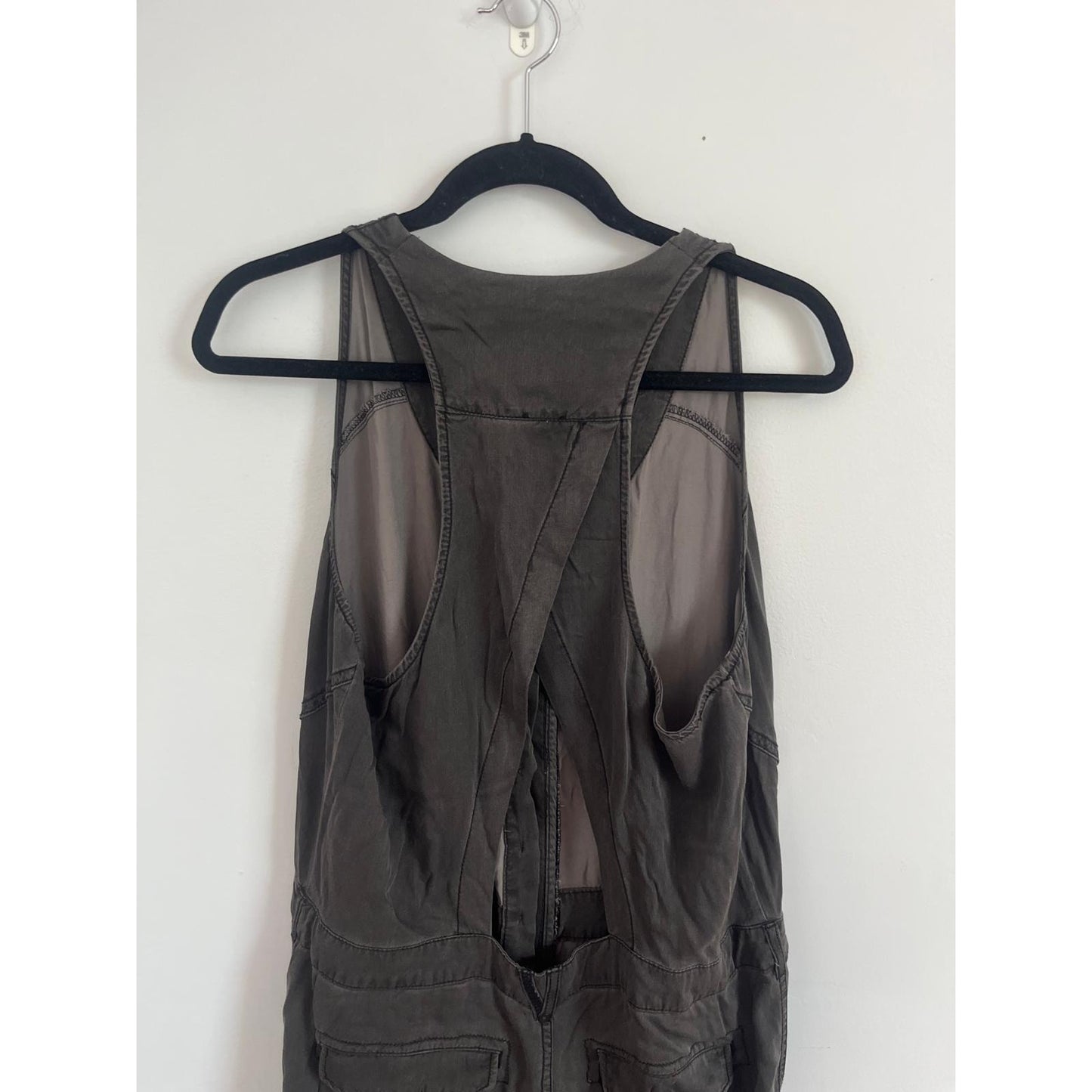 Free People Jumpsuit Women 10 Black Utility Sleeveless Drawstring Pockets