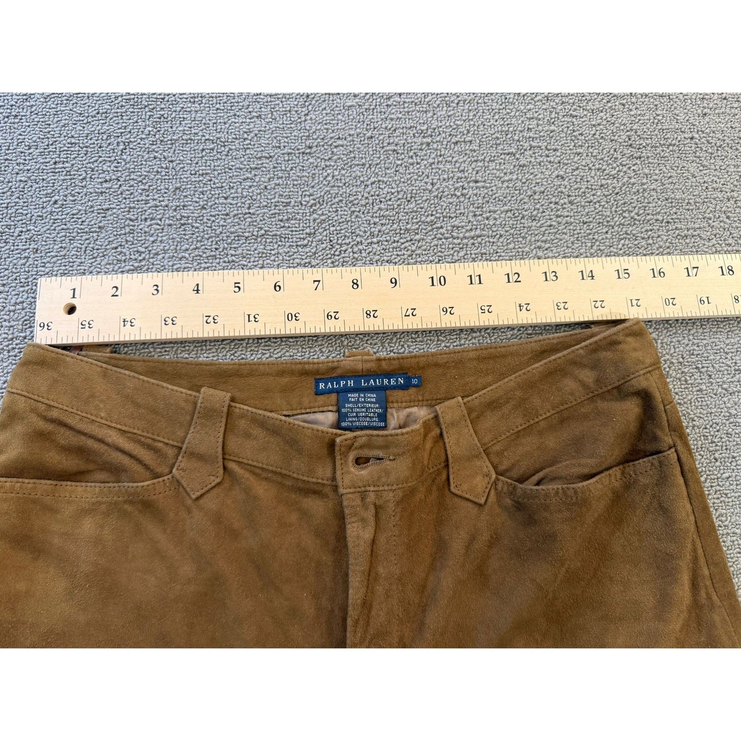 Ralph Lauren Women’s Suede Leather Pants 10 Brown Bootcut Flare Y2K Vintage.