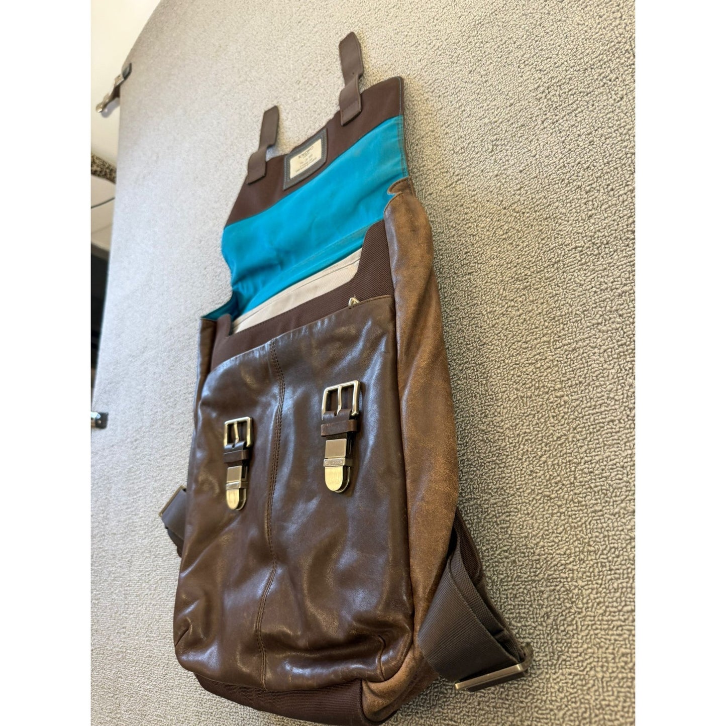 KNOMO London Hudson Men's Brown Leather Business Backpack
