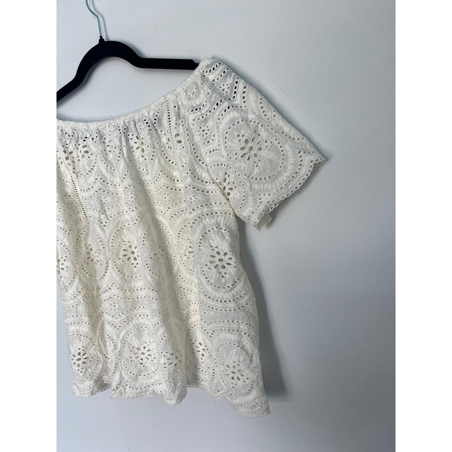 Joie Eyelet Blouse Women XS Off Shoulder White Lace Cotton Summer Top
