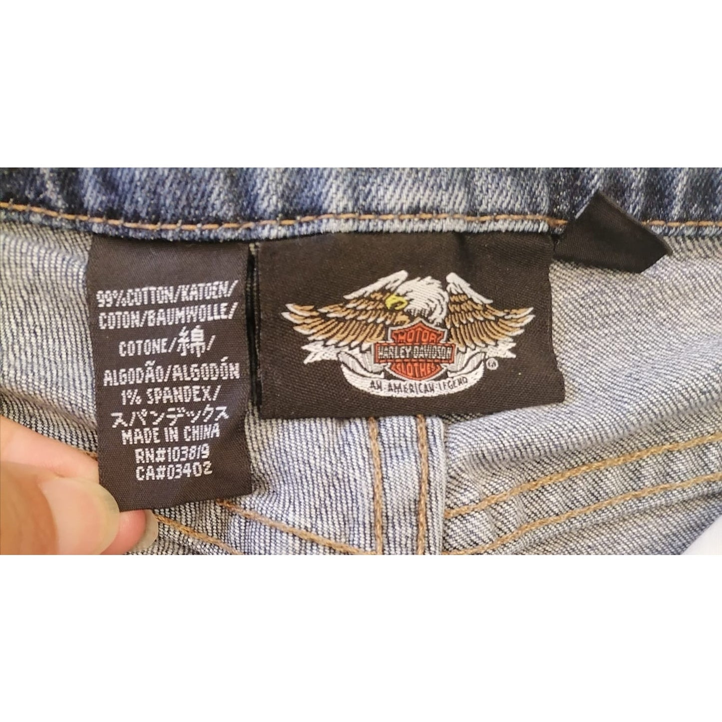 Harley-Davidson Women's Blue Denim Jean Shorts Biker Moto Style