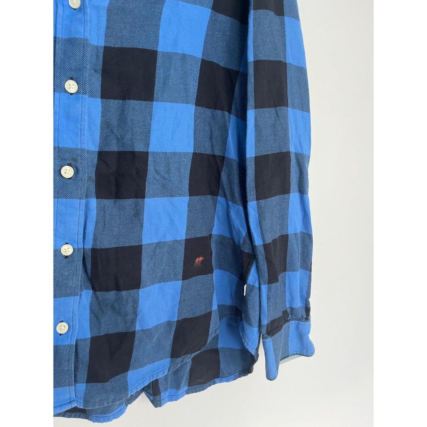 Levi's Plaid Button Down Shirt Womens M Boyfriend Fit Blue Black Flannel