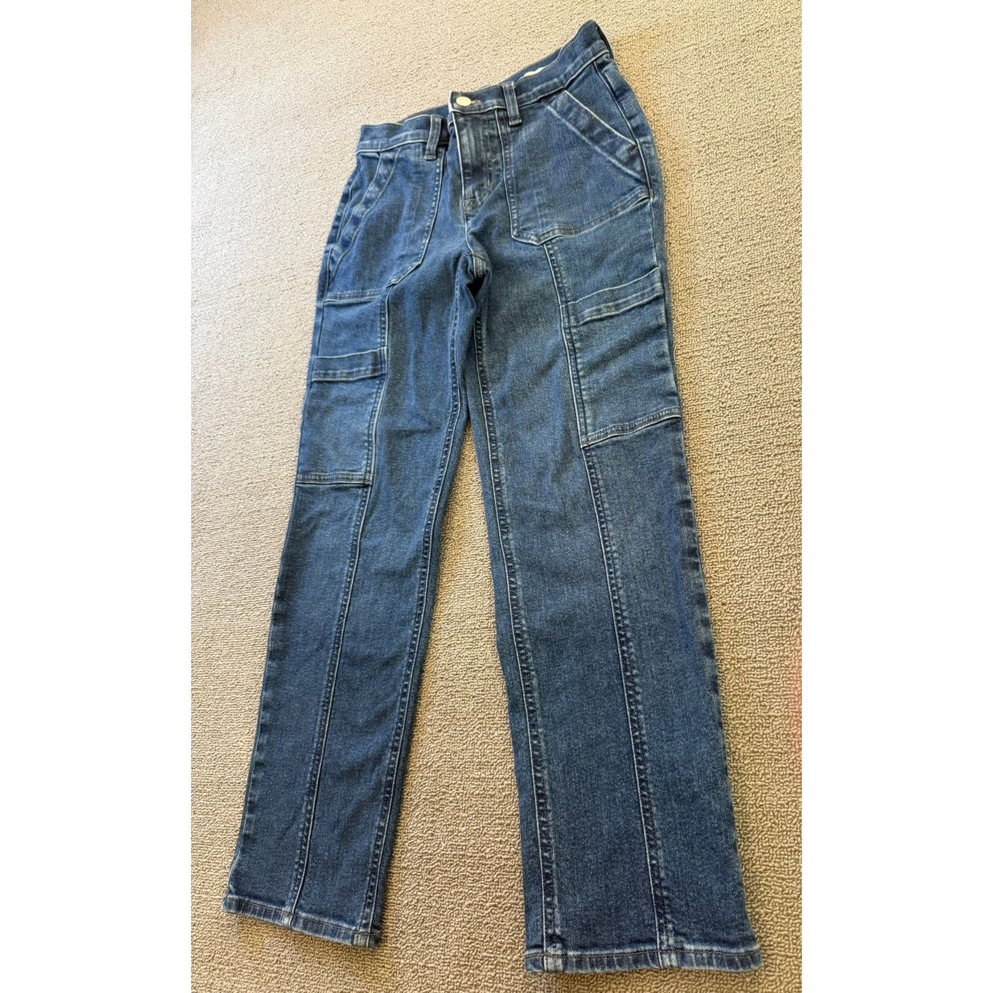 J.Crew Women's Size 25P Blue Straight Leg Cargo Jeans