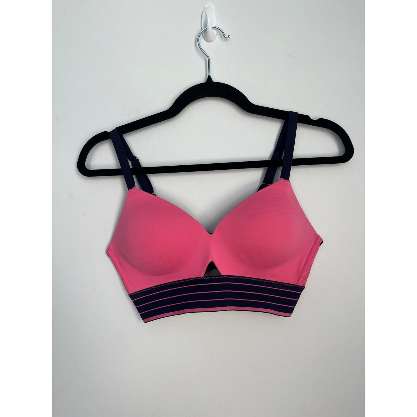 Spanx Bralette Women S Pink Navy Striped Wireless Padded Stretch Bra
