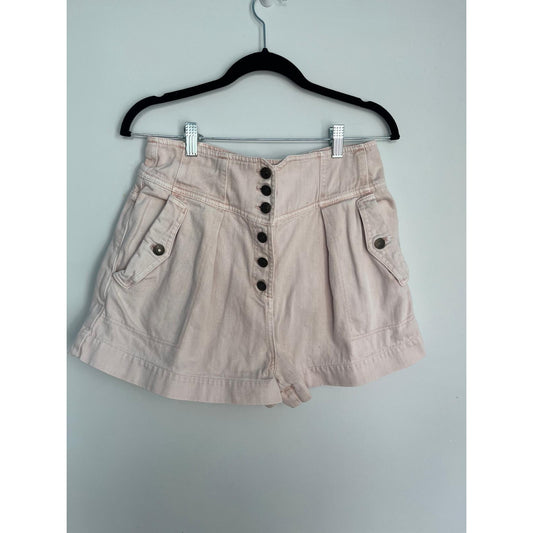 Ulla Johnson Button Front Shorts Women 6 Pink High Rise Utility Cotton